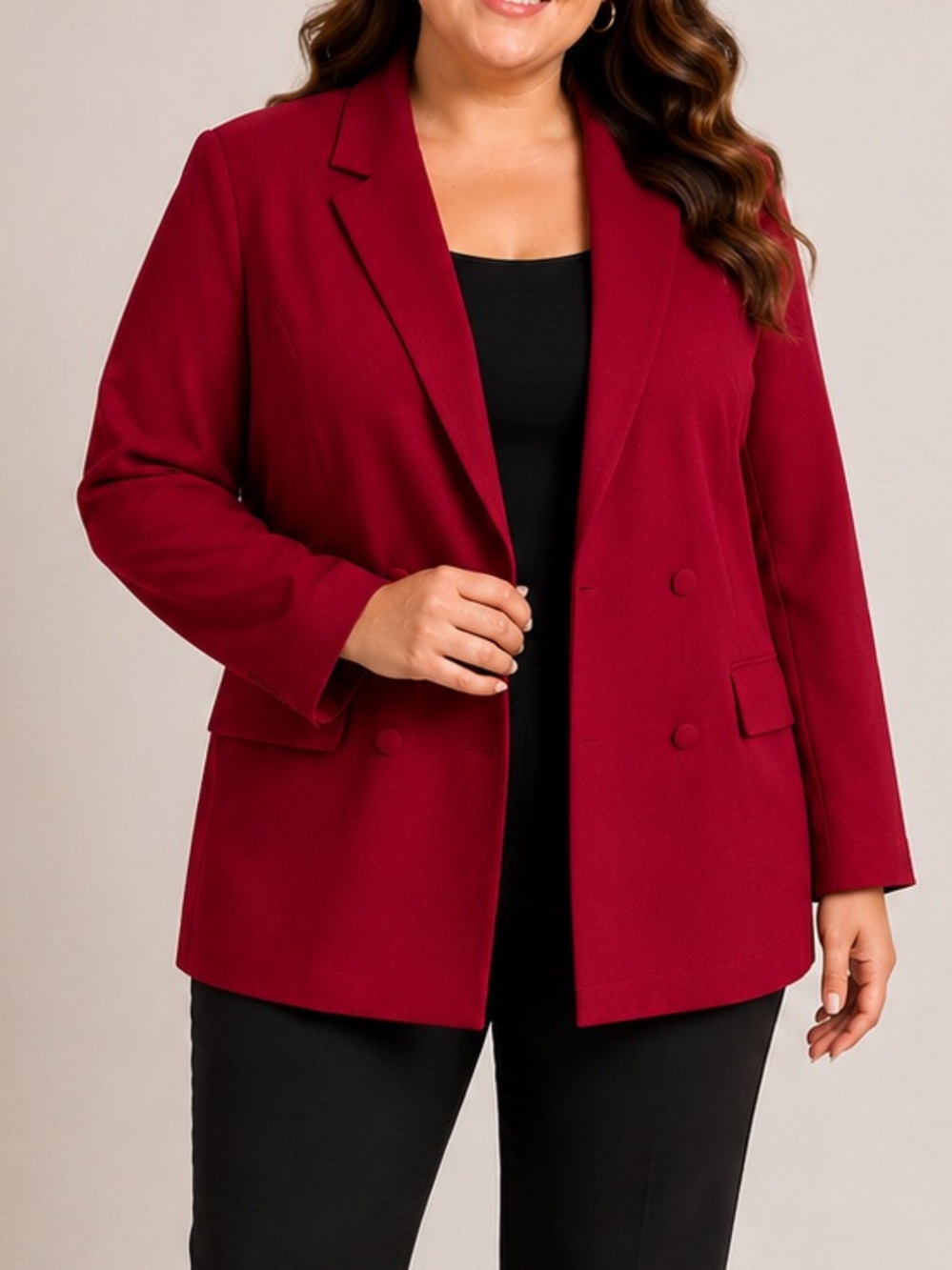 H&M Double Breasted Red Blazer Women Plus XXL Suit Jacket Career